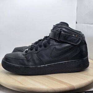 Mens Size 10 - Nike Air Force 1 Mid Triple Black Sneakers